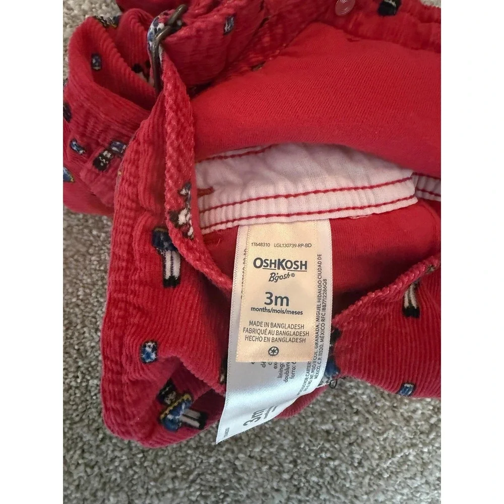 Osh Kosh B'Gosh Vestbak Red Toy Soldier Corduroy Overalls‎ 3 Months Retro Y2K